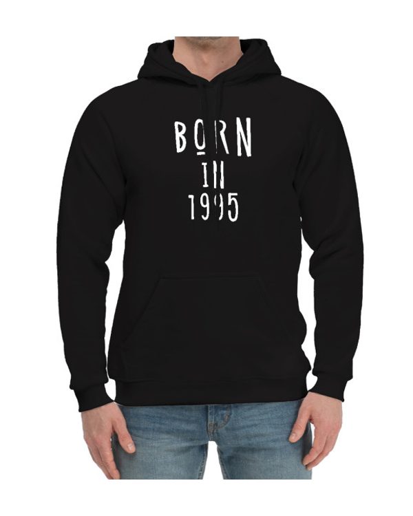 Мужской хлопковый худи Рожден в 1995 — худи с принтом, магазин Print Bar