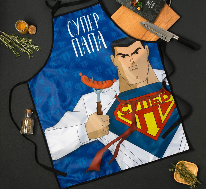 Фартук «Супер папа» — фартук с принтом, магазин Footbolka